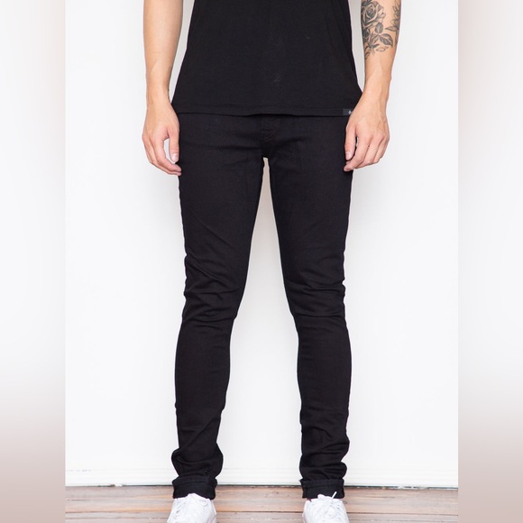 NUDIE JEANS skinny Lin dark black black organic cotton size 30x34 NWOT